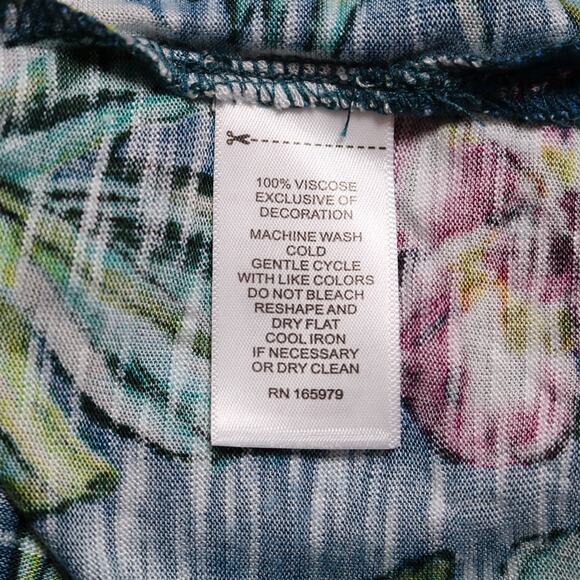 Tropical Floral Knit Tank Top Scoop Neck Lightweight Sleeveless Blouse Size S - Picture 7 of 9